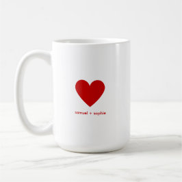 Caneca De Café Personalized Couples Modern Minimal Red Heart