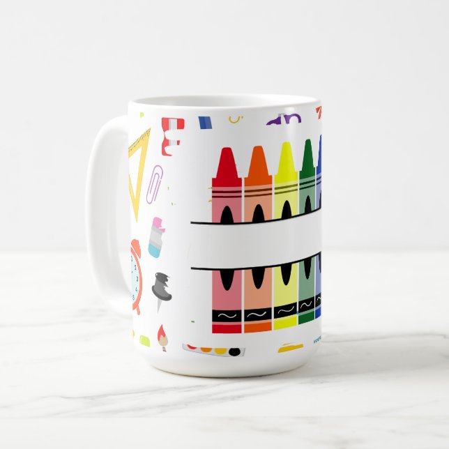 Caneca De Café Personalized Crayon Back To School (Frente Esquerda)