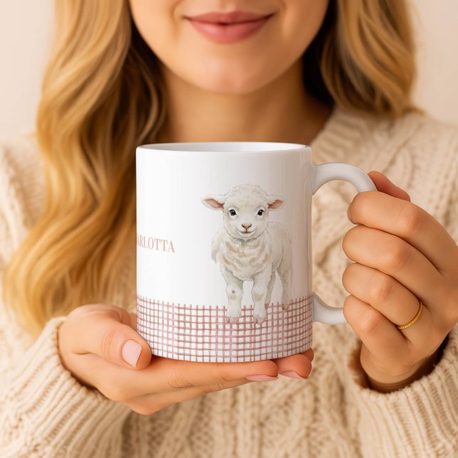 Caneca De Café Personalized Cute Lamb Baby Sheep Name Mug (Criador carregado)