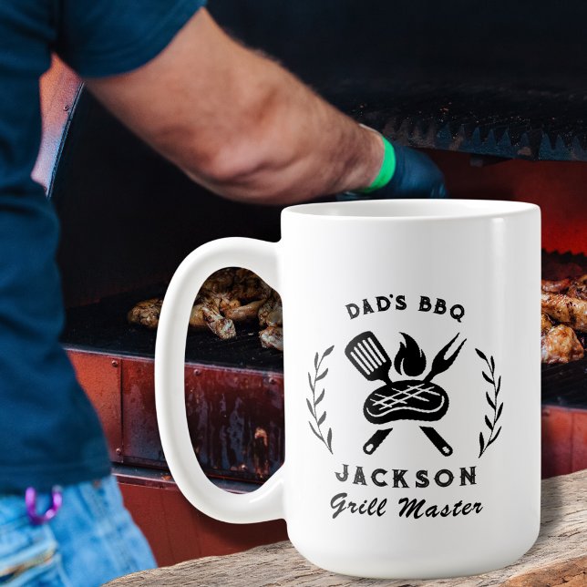 Caneca De Café Personalized Dad's BBQ Barbeque Grill Master  (Criador carregado)