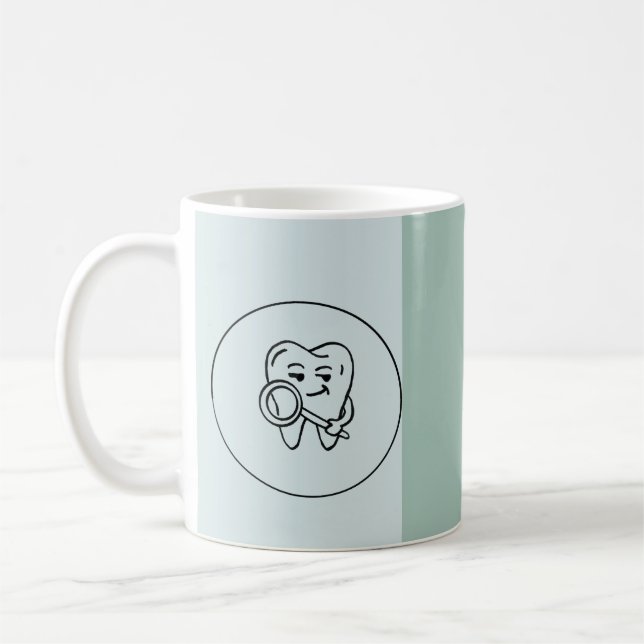 Caneca De Café Personalized Dentist Name, Title & Clinic Logo Mug (Esquerda)
