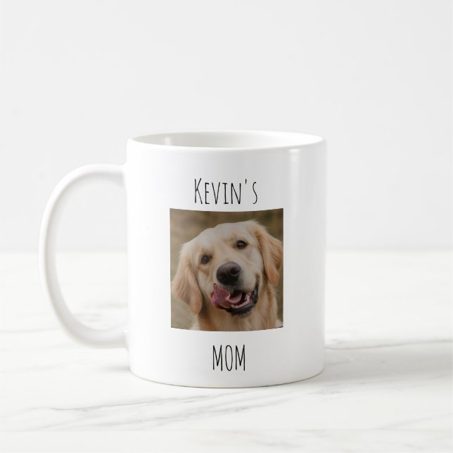 Caneca De Café Personalized Dog Mom 2 Photo Mug | Custom Gift (Esquerda)