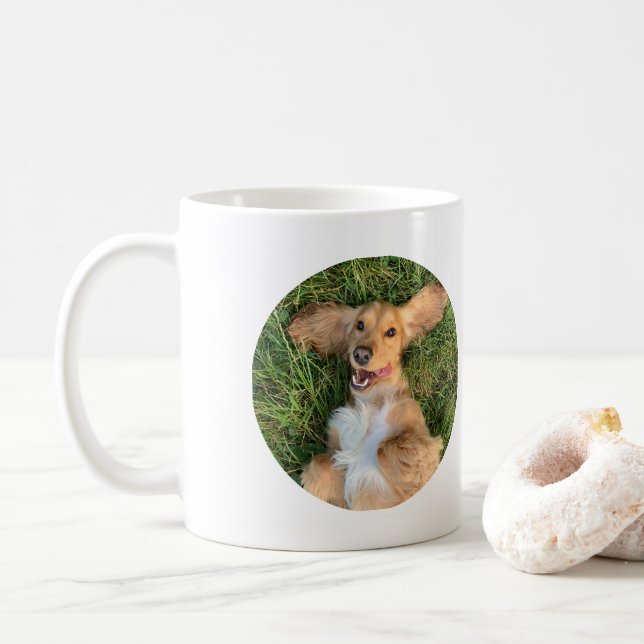 Caneca De Café Personalized Dog Photo with Text | Custom Gift (Com Donut)