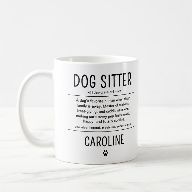 Caneca De Café Personalized Dog Sitter Pet Sitter Funny Gifts (Esquerda)
