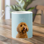Caneca De Café Personalized Dog with Name | Custom Pet Photo<br><div class="desc">Start your day with a smile and your favorite furry friend ☕🐶 This personalized dog mug features your pet’s photo on a soft pastel background, finished with their name for a clean, modern look. Perfect for coffee, tea, or cocoa, this custom pet mug makes a thoughtful gift for dog moms,...</div>