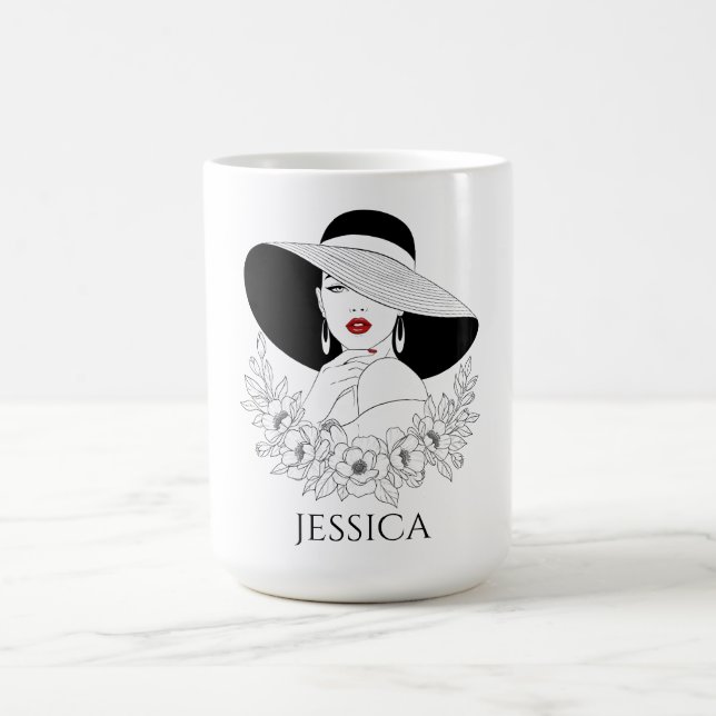 Caneca De Café Personalized Elegant Lady Coffee Mug (Centro)