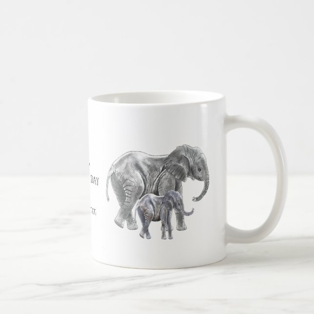 Caneca De Café Personalized elephant mother's day (Direita)