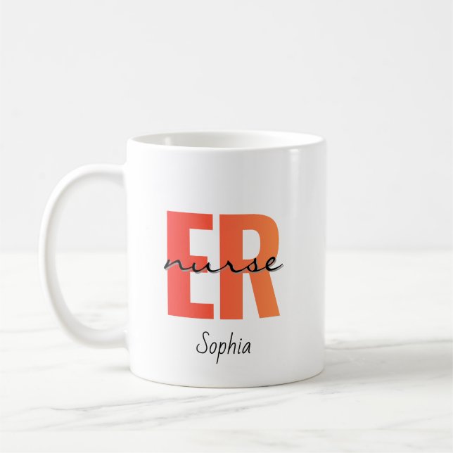 Caneca De Café Personalized ER Nurse Bold Typography (Esquerda)