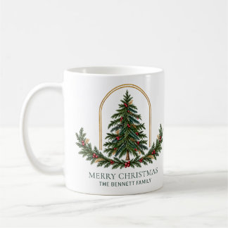 Caneca De Café Personalized Evergreen Family Christmas Mug