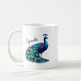Caneca De Café Personalized Exotic Peacock Bird Coffee Mug, Peaco