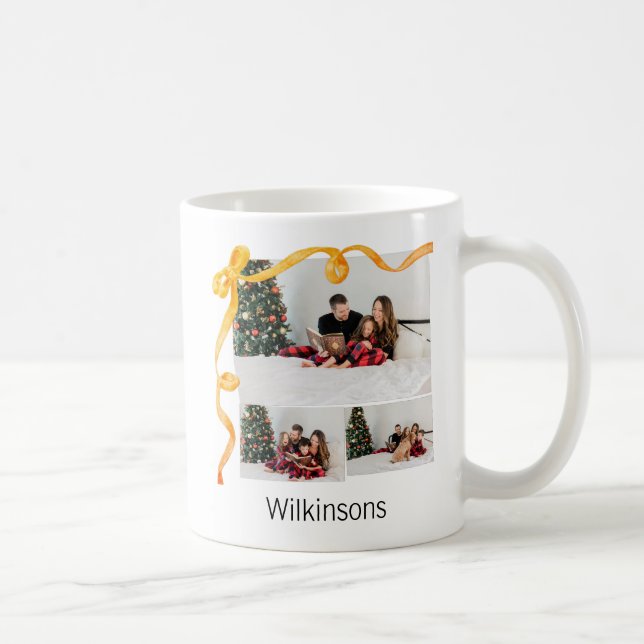Caneca De Café  Personalized Family holiday x mas winter photo  (Direita)