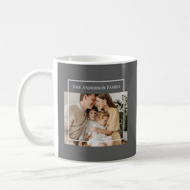 Caneca De Café Personalized Family Photo | Custom Family Name  (Esquerda)