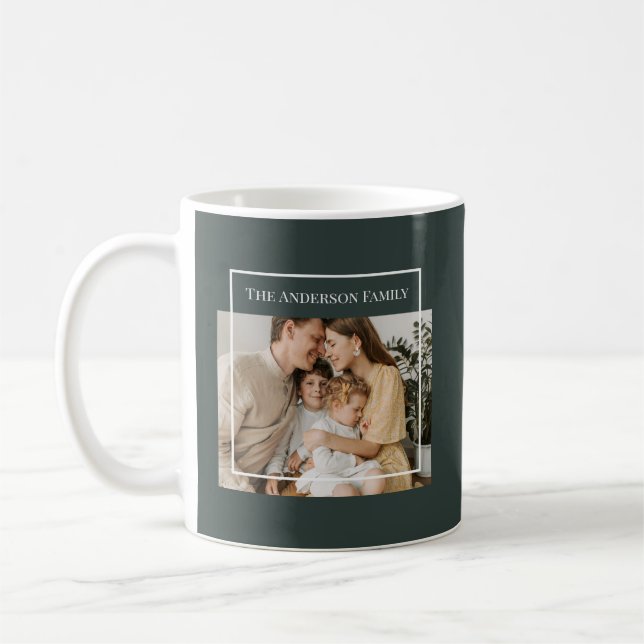 Caneca De Café Personalized Family Photo | Custom Family Name  (Esquerda)