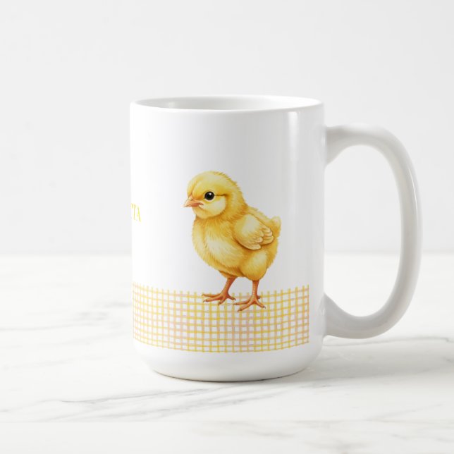 Caneca De Café Personalized Farm Animal Mug – Cute Chick Design (Direita)