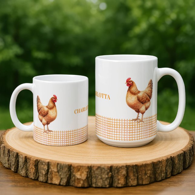 Caneca De Café Personalized Farmhouse Hen Name Mug (Criador carregado)