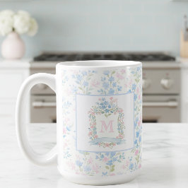 Caneca De Café Personalized Floral Monogram Mug