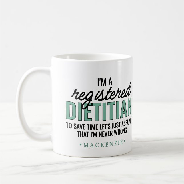 Caneca De Café Personalized Funny RD Dietitian Gifts (Esquerda)