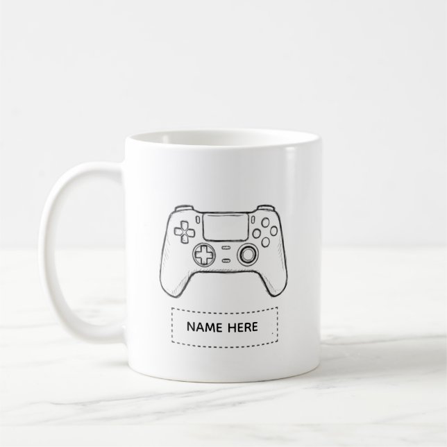 Caneca De Café Personalized Gamer Controller Minimalist Sketch  (Esquerda)