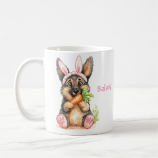 Caneca De Café Personalized German Shepherd Puppy Easter