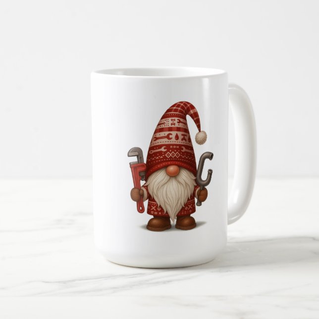 Caneca De Café Personalized Gnome Plumber/Handyman Christmas (Frente Esquerda)
