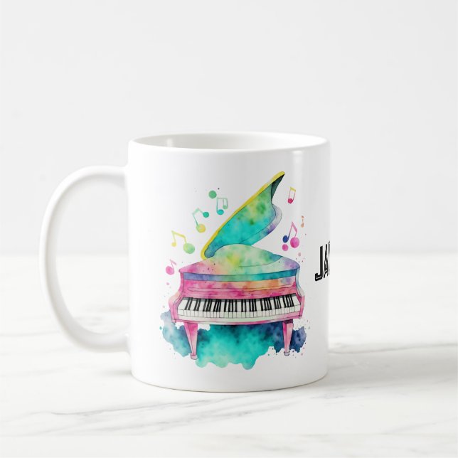 Caneca De Café Personalized Grand Piano Mug – Custom Name  (Esquerda)