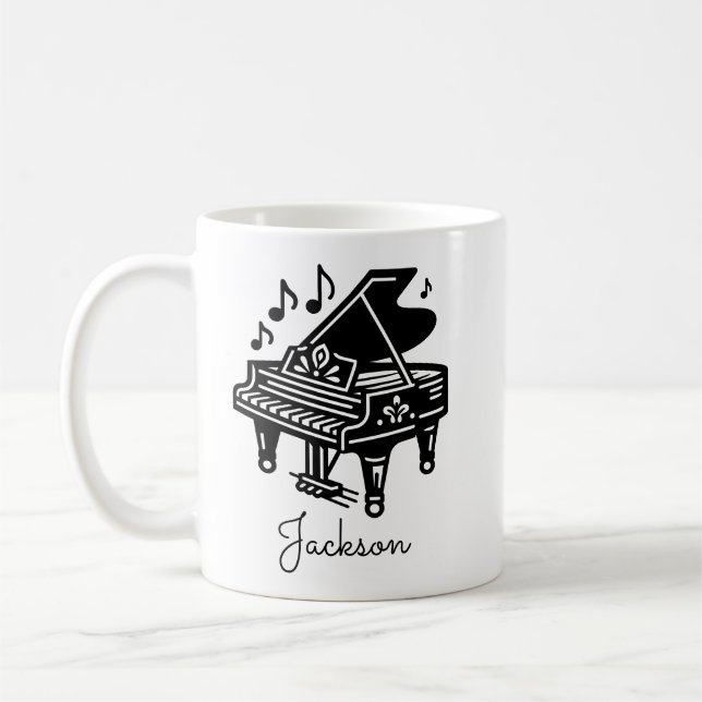 Caneca De Café Personalized Grand Piano Mug – Custom Name  (Esquerda)