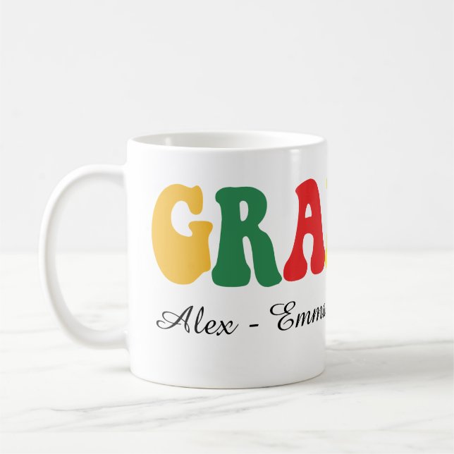 Caneca De Café Personalized Grandpa Gift with Grandkids’ Names (Esquerda)
