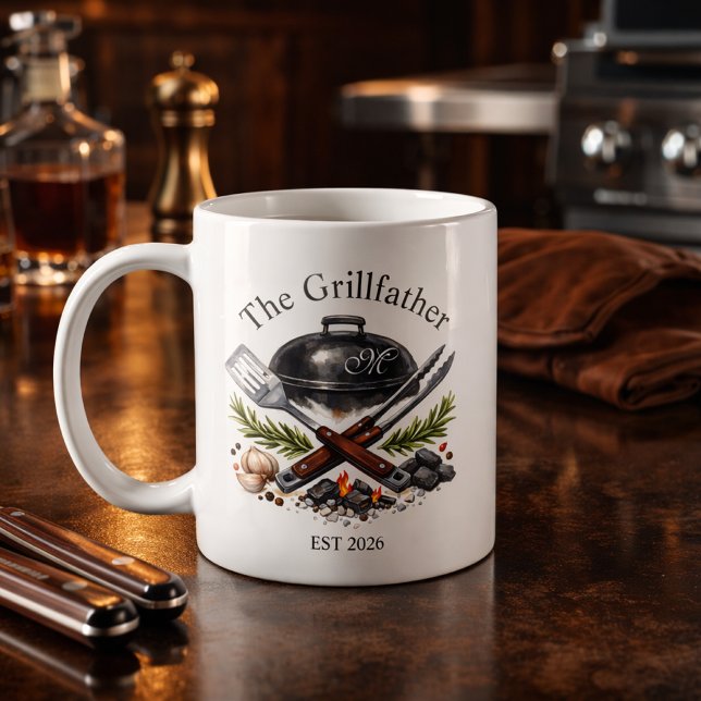 Caneca De Café Personalized Grillfather Monogram (Criador carregado)