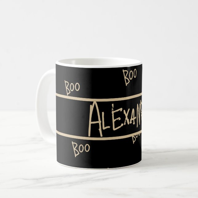 Caneca De Café Personalized Halloween boo black and gold (Frente Esquerda)