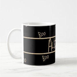 Caneca De Café Personalized Halloween boo black and gold
