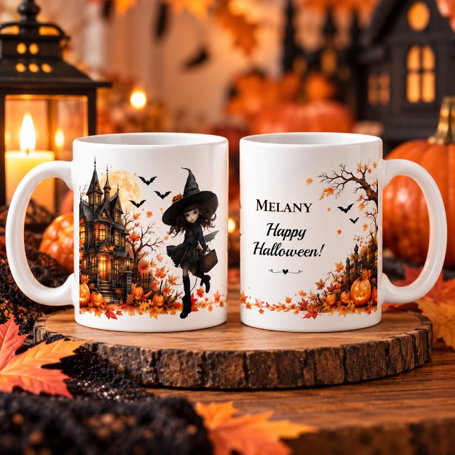 Caneca De Café Personalized Halloween Witch Mug (Criador carregado)
