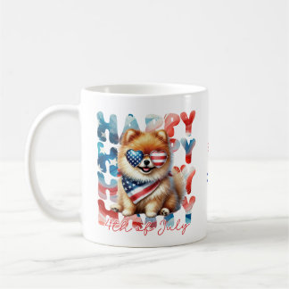 Caneca De Café Personalized Happy 4th of July Pomeranian 