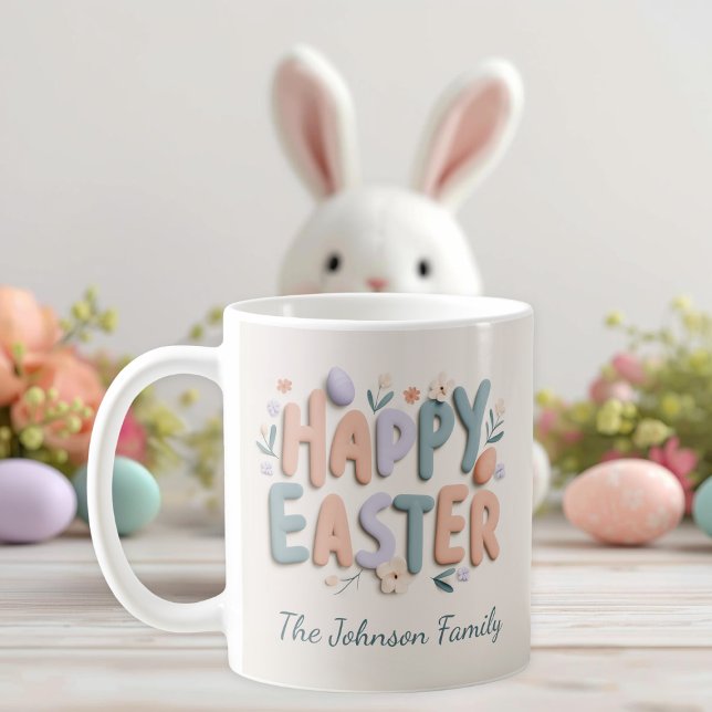 Caneca De Café Personalized Happy Easter Family Mug (Criador carregado)