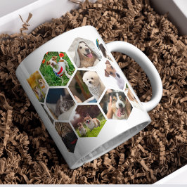 Caneca De Café Personalized Hexagon Pet Photo Collage Dog & Cat L