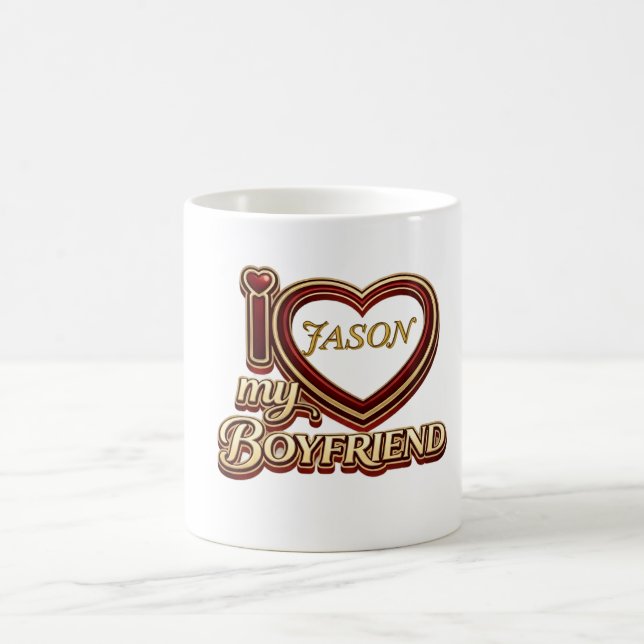 Caneca De Café Personalized I Love My Boyfriend Custom Name (Centro)
