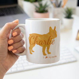 Caneca De Café Personalized I Love My Frenchie French Bulldog