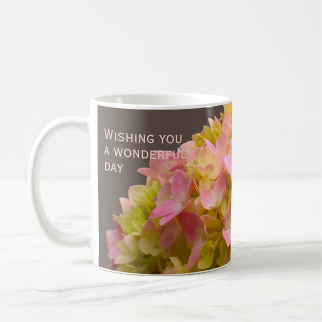 Caneca De Café Personalized Inspirational Spring Hydrangea Flower (Esquerda)