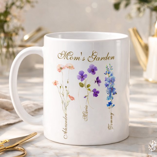Caneca De Café Personalized Kids Name Garden Mother (Criador carregado)