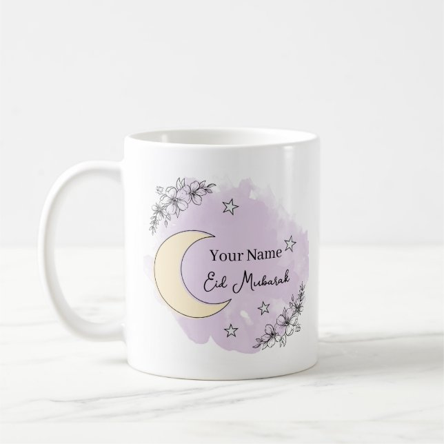Caneca De Café Personalized Lavender Eid Mubarak Coffee Mug (Esquerda)