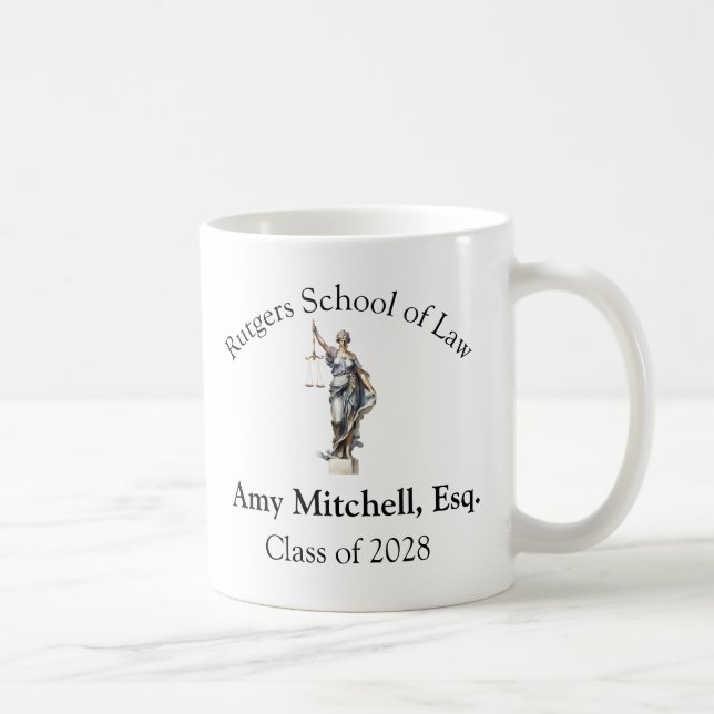 Caneca De Café Personalized Law School/Lawyer Lady Justice (Direita)