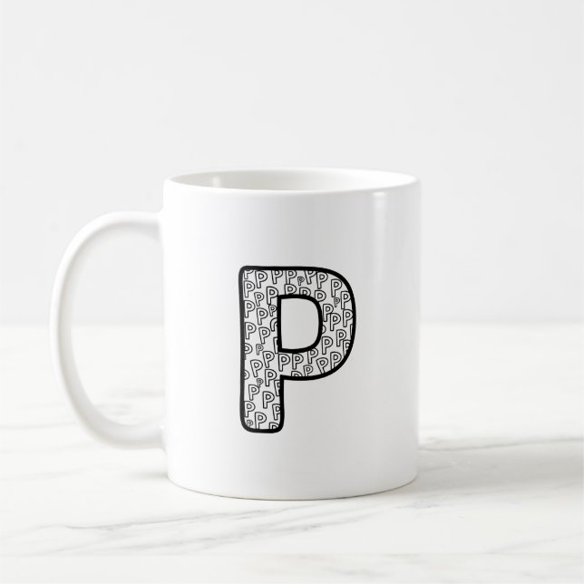 Caneca De Café Personalized Letter P Ceramic Mug (Esquerda)