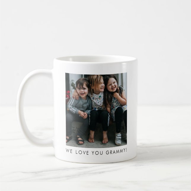Caneca De Café Personalized Love You GRAMMY Grandma Photo Simple (Esquerda)