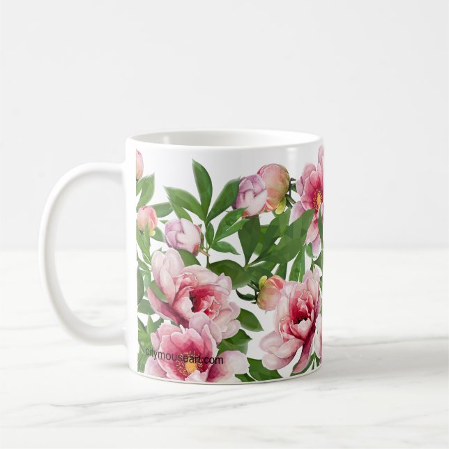 Caneca De Café Personalized Low Poly Peony Coffee Mug (Esquerda)