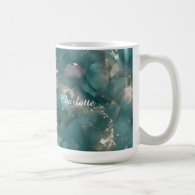Caneca De Café Personalized Luxury Marble Pattern Custom Name  (Direita)