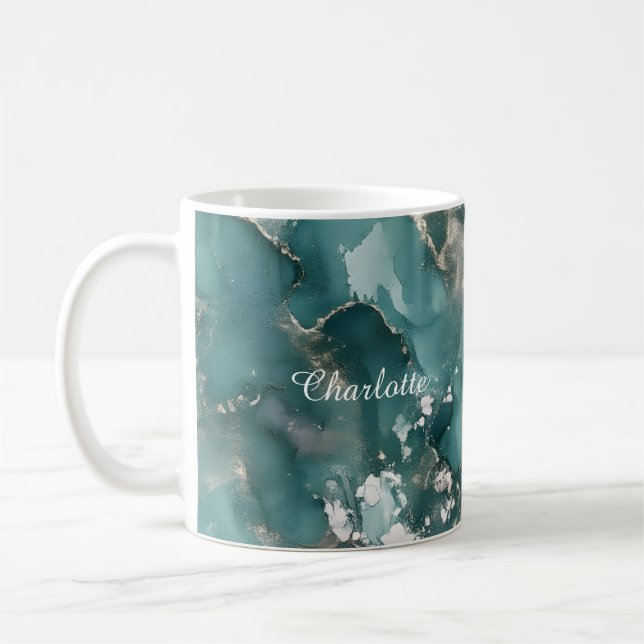 Caneca De Café Personalized Luxury Marble Pattern Custom Name Mug (Esquerda)
