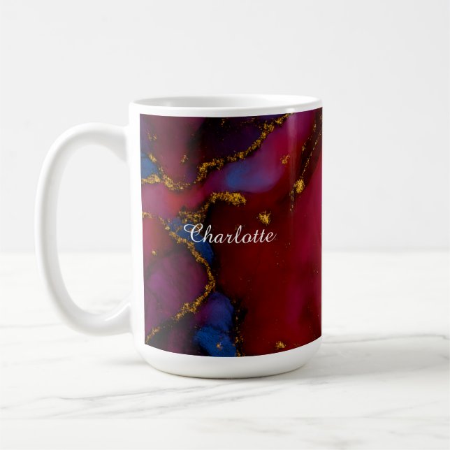 Caneca De Café Personalized Luxury Marble Pattern Custom Name Mug (Esquerda)