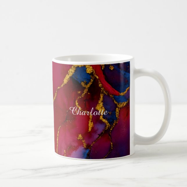 Caneca De Café Personalized Luxury Marble Pattern Custom Name Mug (Direita)