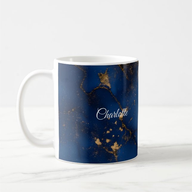 Caneca De Café Personalized Luxury Marble Pattern Custom Name Mug (Esquerda)