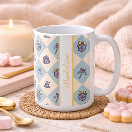 Caneca De Café Personalized Magic Academy Wizard School Blue