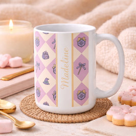 Caneca De Café Personalized Magic Academy Wizard School Pink